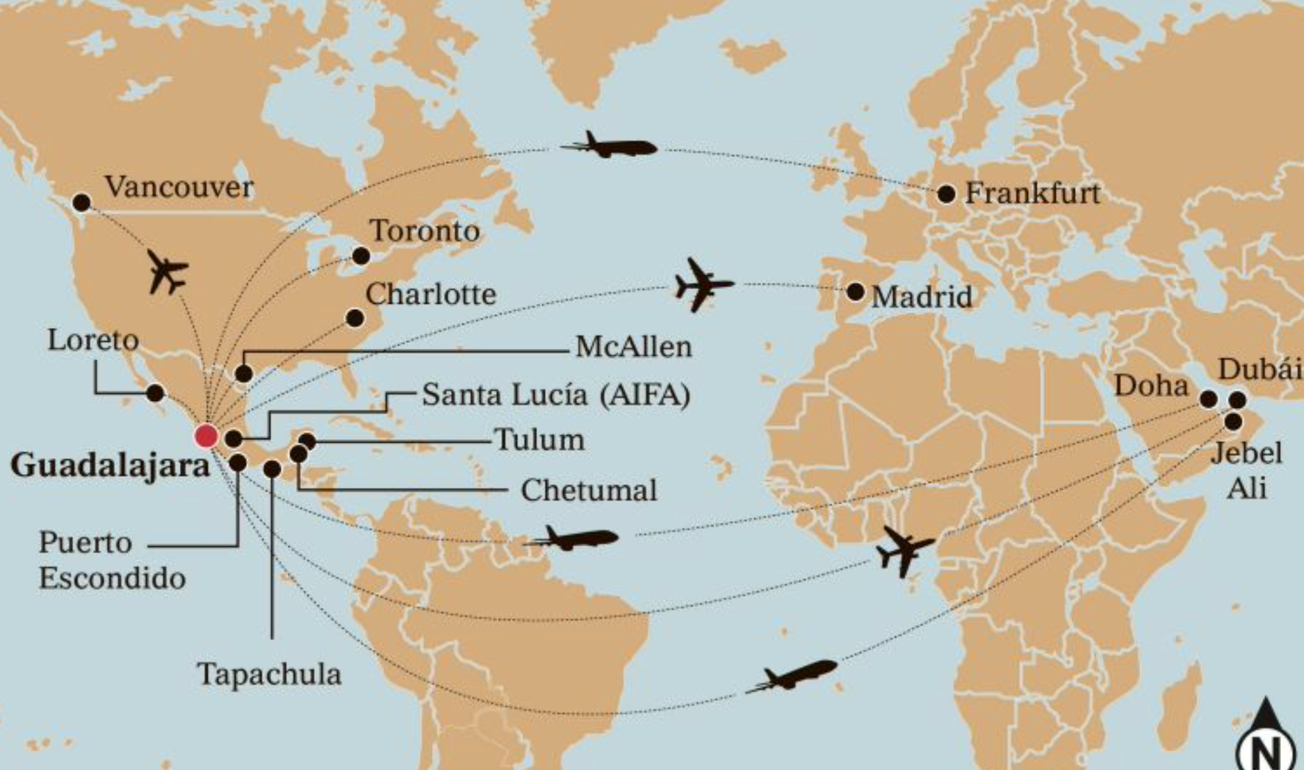 Aumentan rutas aéreas en Guadalajara